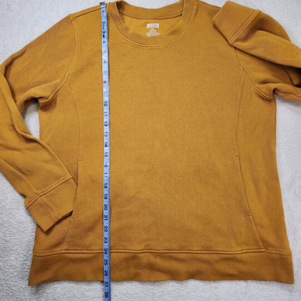 Duluth Trading Co XXL Yellow Crew Neck Cotton Knit Sweatshirt Front Pocket - Picture 5 of 6